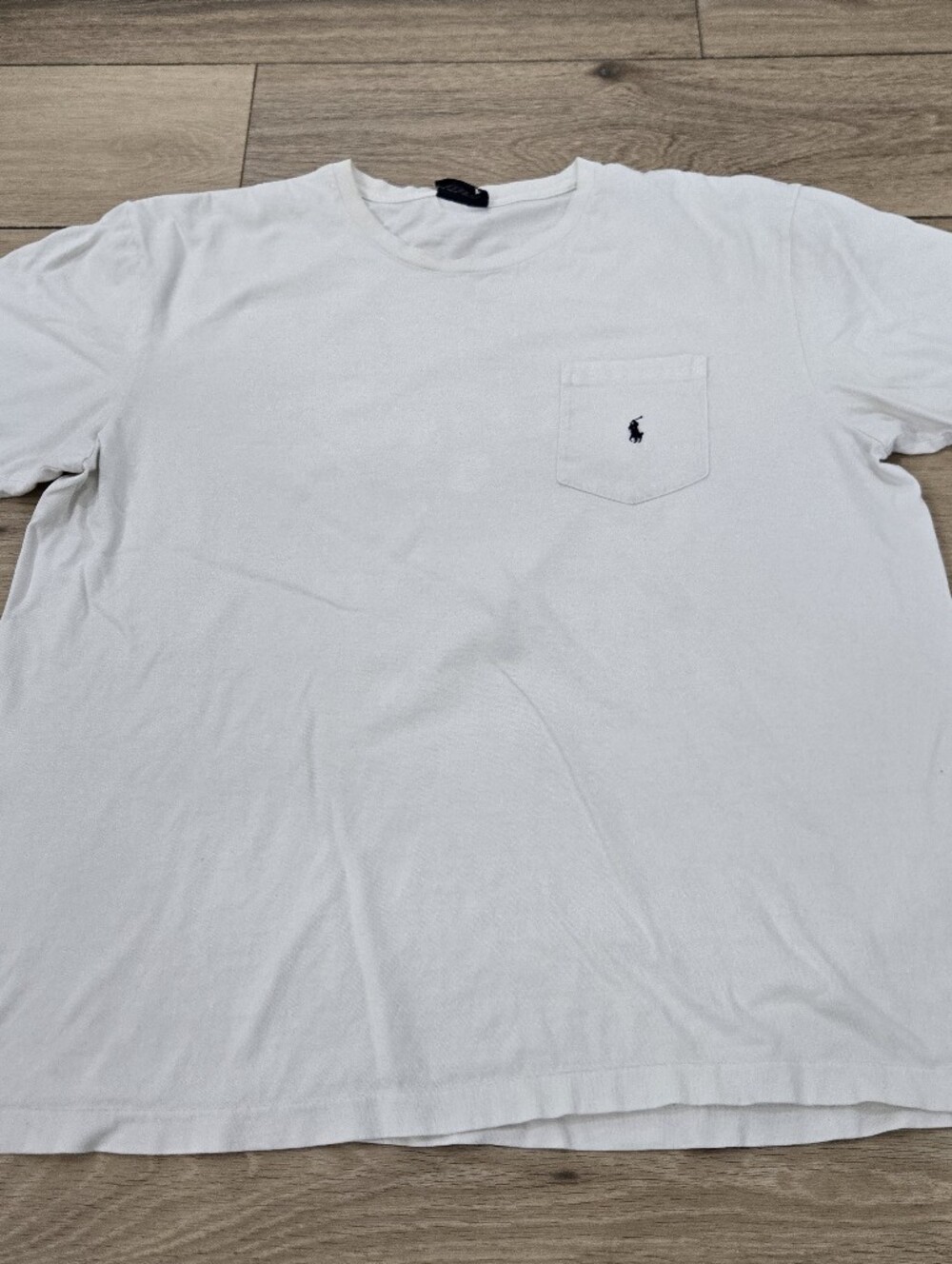 VTG Polo Ralph Lauren Single Stitch T Gray Cotton Knit Crew Neck Pocket Logo L